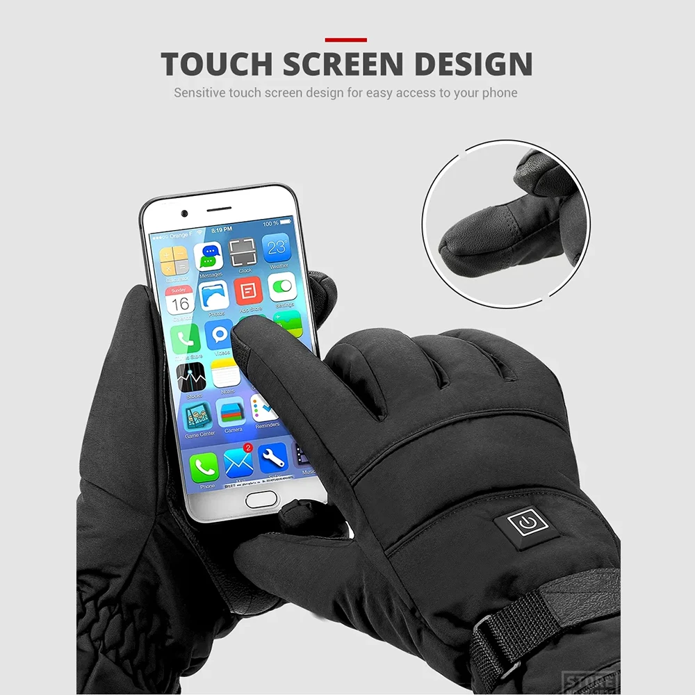 Waterproof Motorcycle Gloves Heated Guantes Moto Heating USB Hand Warmer Electric Thermal Heated Gloves Battery Powered Gloves