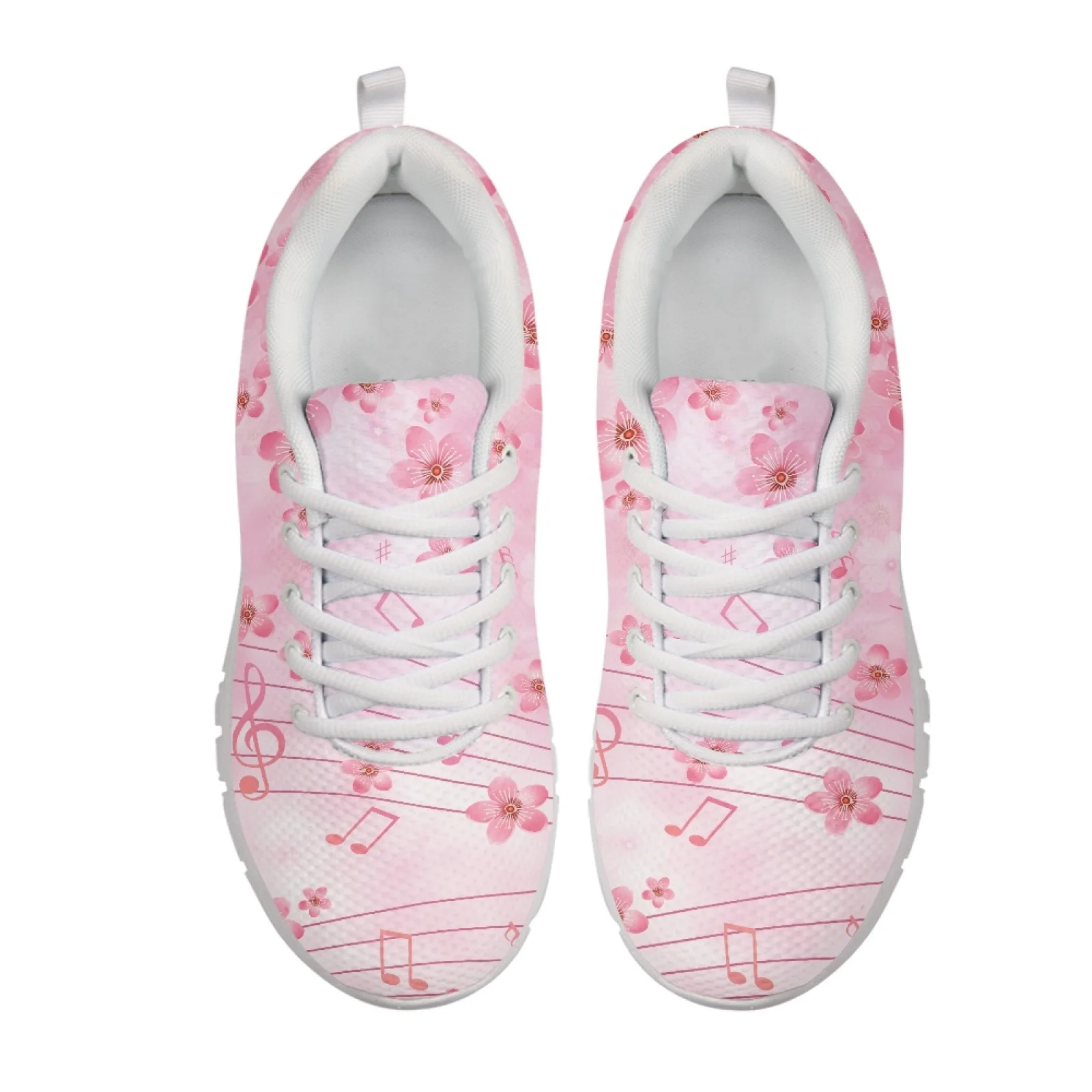 Coloranimal Cherry Blossom Music Note Mesh EVA Sole Mens Lace up Athletic Trainers, Fashion Sneakers for Women 2026 Collection