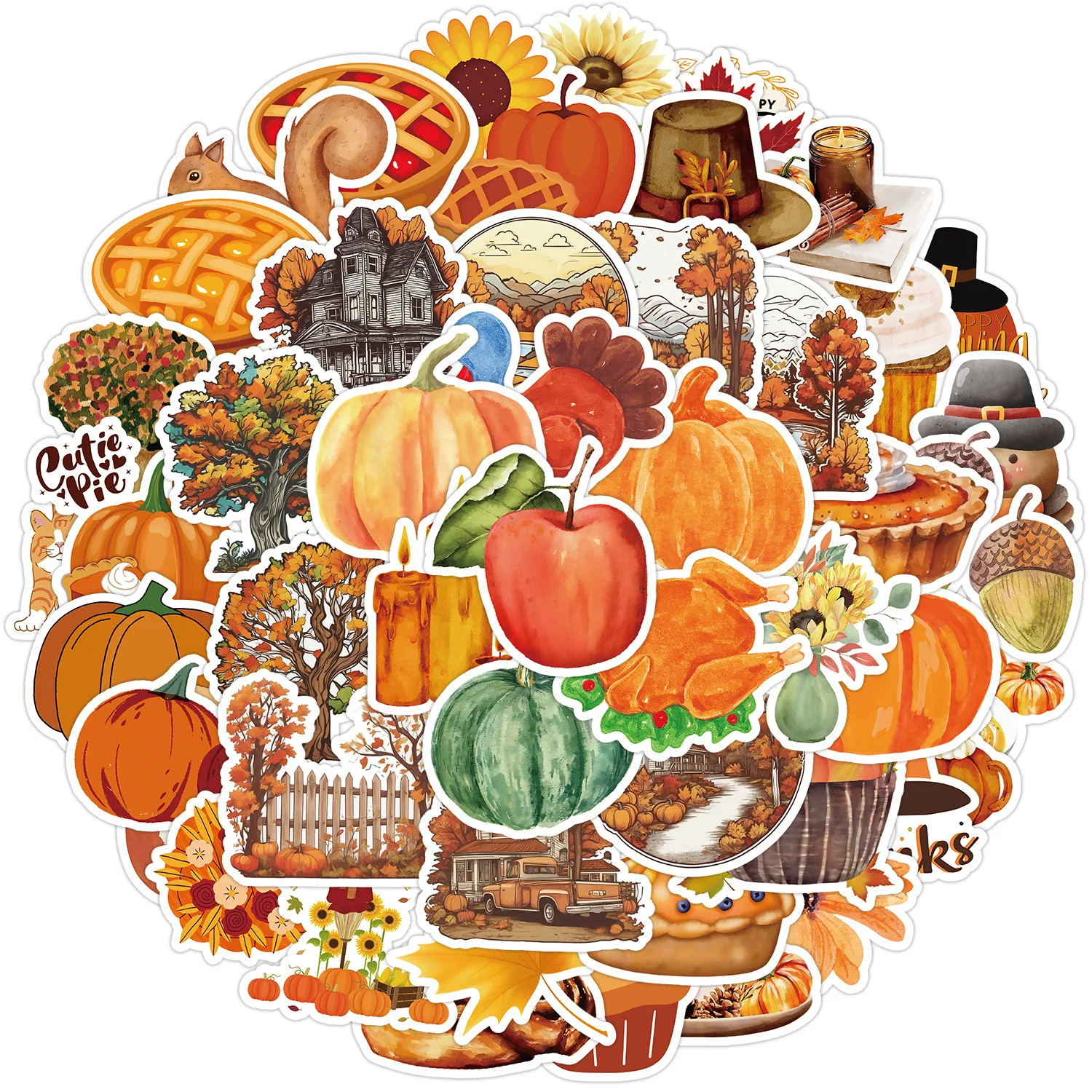 10/50 Stuks Thanksgiving Dag Sticker Cartoon Schattige Kinderen Diy Scrapbooking Cadeau Decoratie Loptop Telefoon Skateboard Waterfles