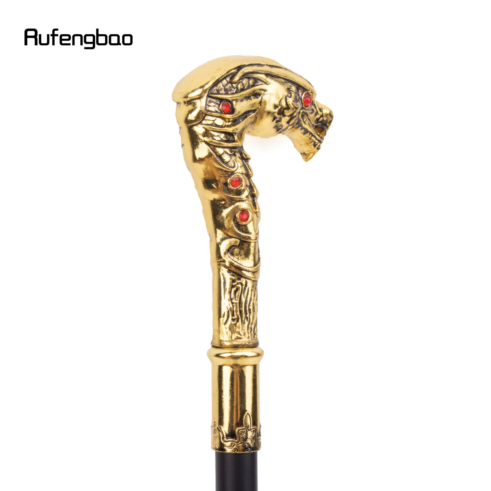 Golden Dragon Head Walking Cane, Bastão Decorativo para Cavalheiros, Botão de Crochet de Cosplay Elegante, Moda de Luxo, 93cm