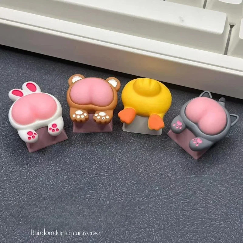 MiFuny Cute Cat/Duck Butt Keycaps Resin DIY Handmade Custom Cartoon Artisan Key Caps for Mechanical Keyboard Accessories Gift