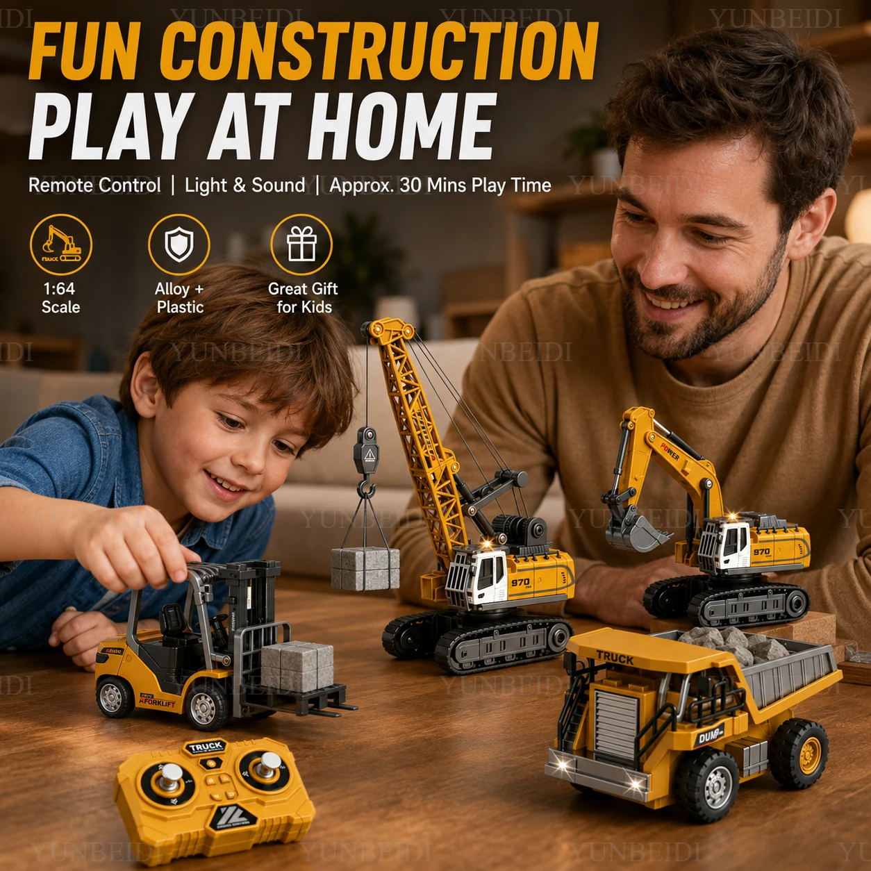 1:64 リモートコントロールミニ合金車フォークリフトクレー - Engine Hoist Crane のレビューと価格