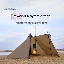 ASTA GEAR Fireworks 4 Camping pyramid ultralight tent can burn firewood, stove with snow skirt