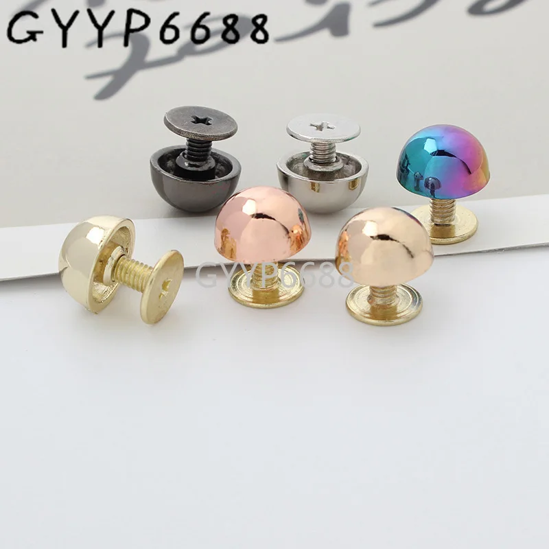 10-30-100pcs 6 colors rainbow 8*10mm alloy mushroom nail for handbag decoration fashion studs rivets purse decoration hardware