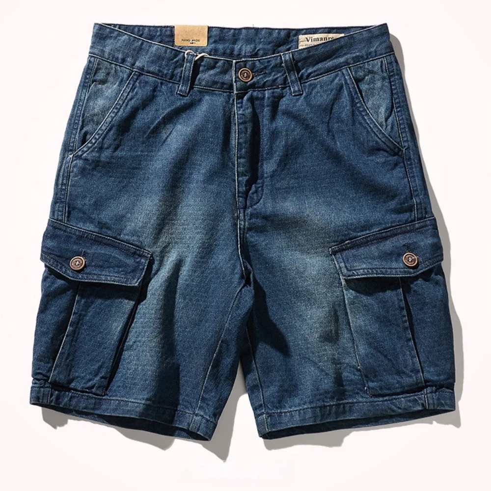 

Summer retro casual pants for old tooling denim shorts men's loose versatile five-point pants