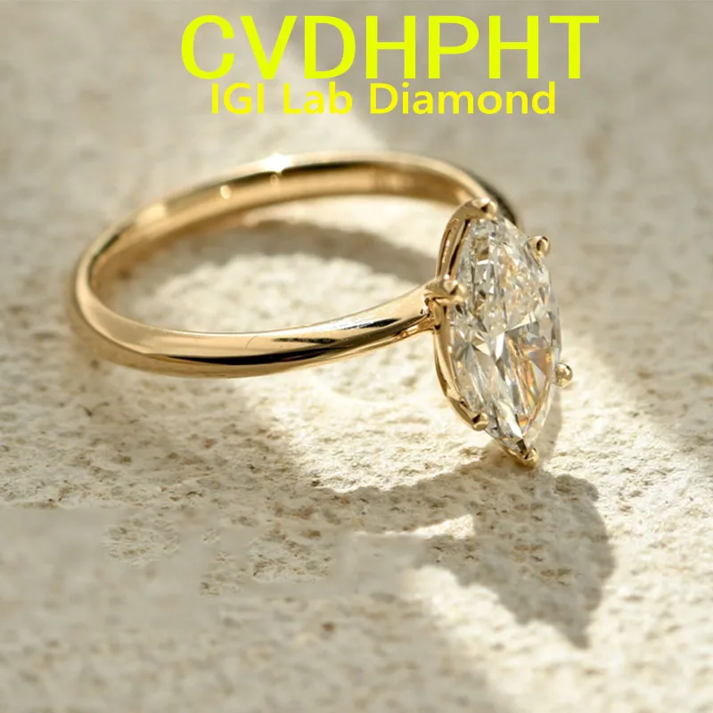 

3 CT Au585 14K gold IGI Lab grown Diamond Ring Marquise shape Diamond wedding ring Engagement Factory ﻿