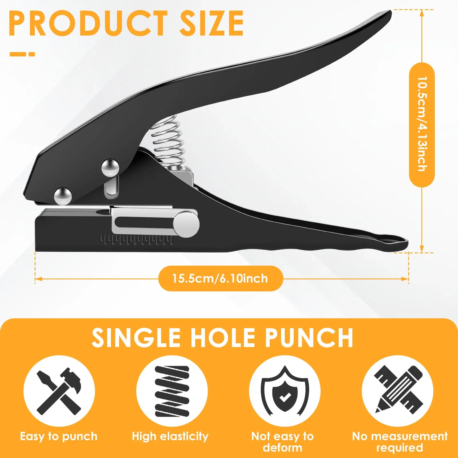 Single Hole Punch 15 mm Heavy Duty Hole Puncher Paper Punch Handheld Edge Banding Hole Puncher for Paper Ticket Label Punch Tool