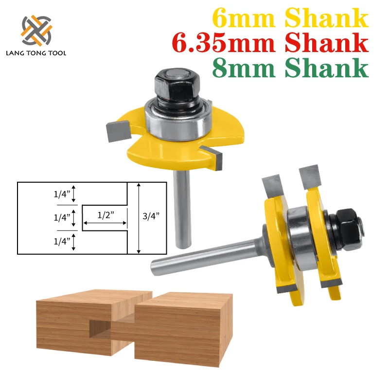 Cortador de fresado para madera, enrutador de ensamblaje de juntas de lengüeta y ranura en T, herramientas de corte de madera LT039
