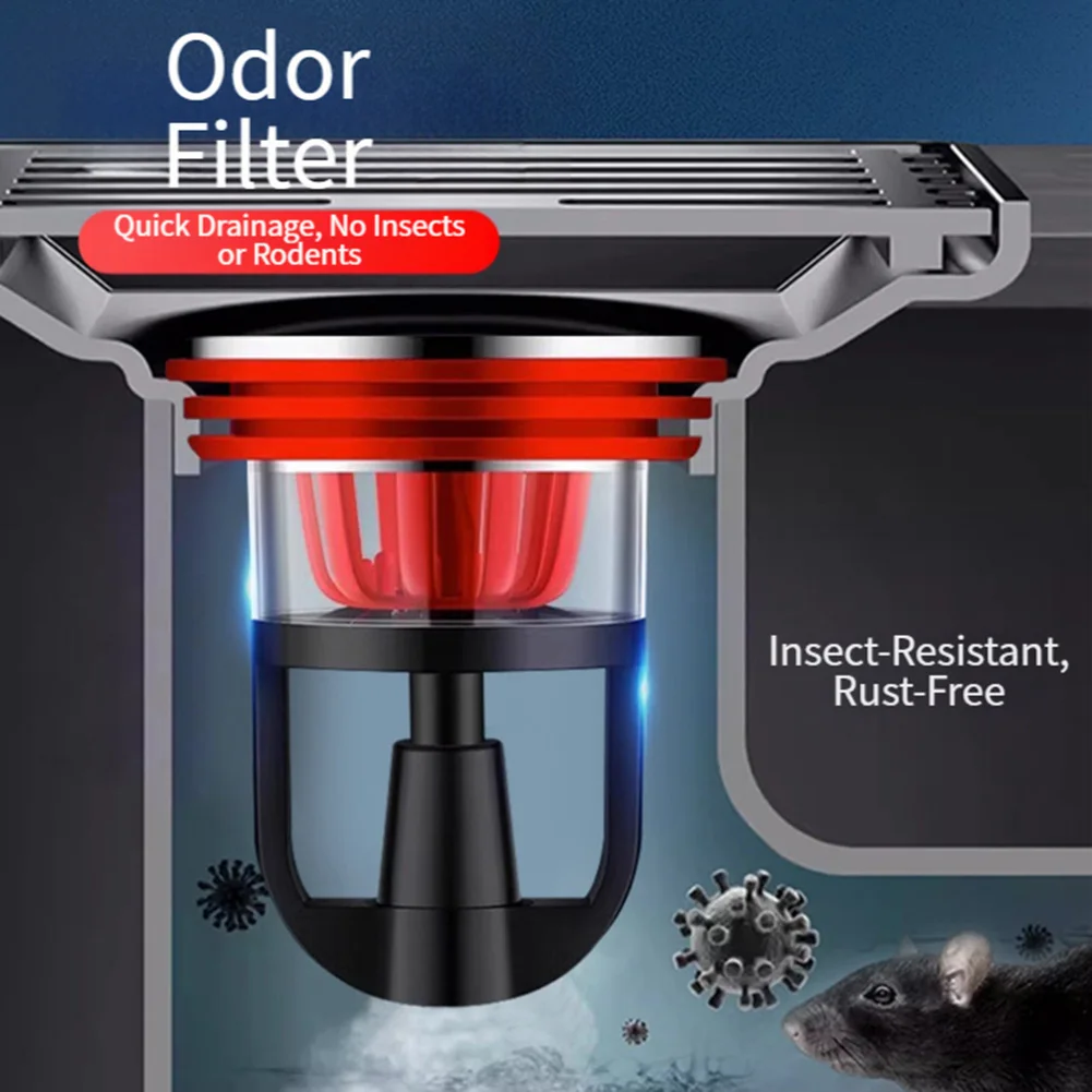 

Двухкомпонентная ловушка для запаха в полу с магнитным уплотнением и простой техникой обслуживания, совместимая с дренами 35–40 и 42–45, 45 миллиметровыми