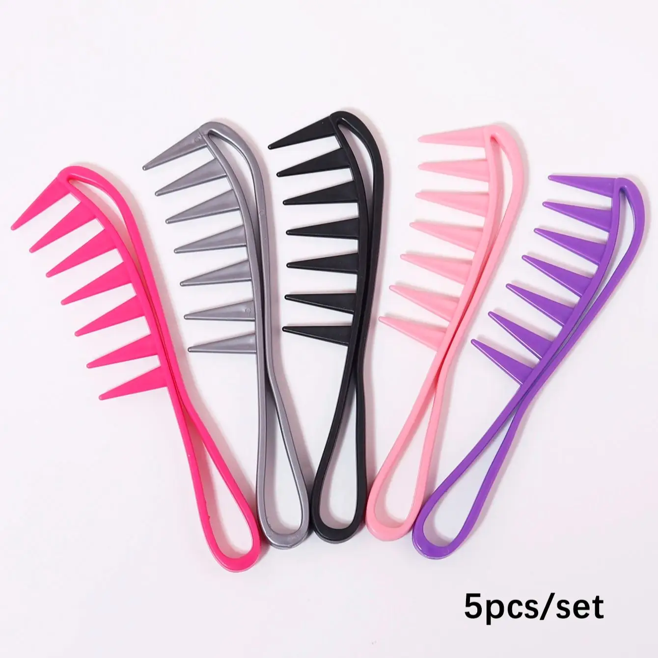 5pcs Wide toothed large hair comb, salon hairdressing tool, suitable for dry and wet hair,special for real hair wigs