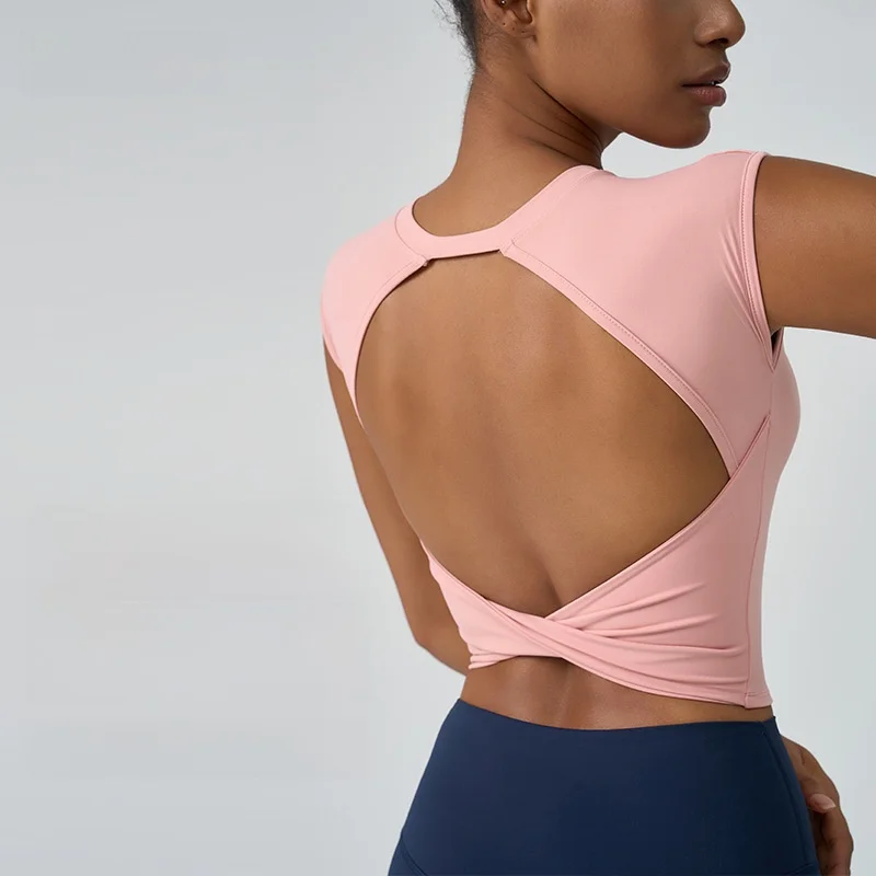 

Женский длинный жилет для йоги Joomon с красивым вырезом на спине, спортивное стильное нижнее белье для фитнеса с нагрудными подушечками в европейском и американском стиле