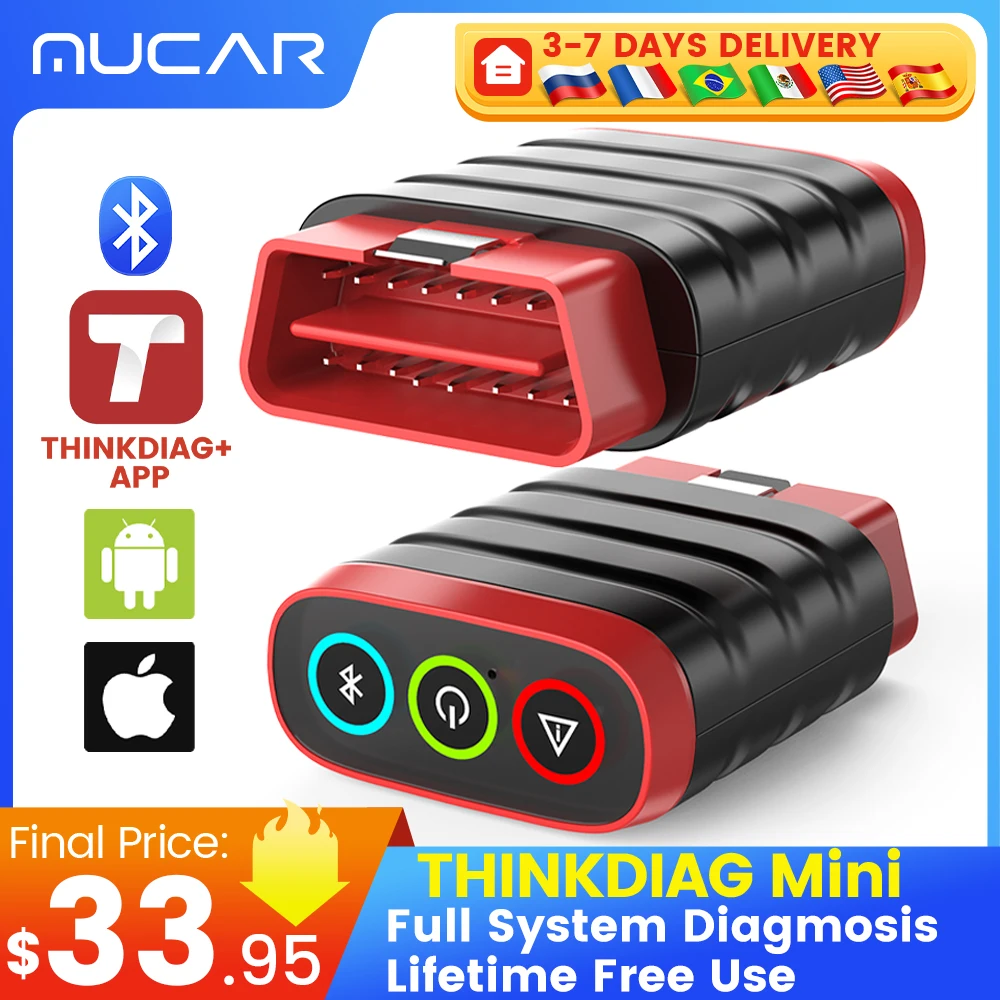 THINKCAR THINKDIAG Mini obd2 Bluetooth Scanner All Cars Full System Diagnose Lifetime Free Auto Diagnostic Tool Read/Clear Error