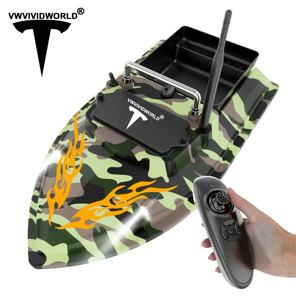 VWVIVIDWORLD Brand,2025,RC Fishing Bait Boat,2KG Loaded,Fixed Speed Cruise,Waterproof,High Speed,4 Night Light