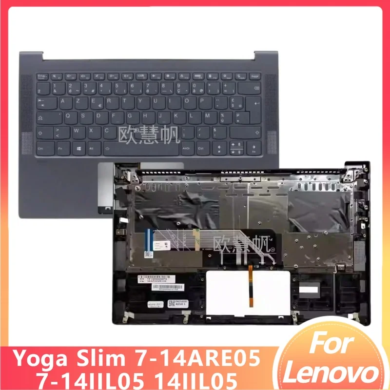 M (French) New for Lenovo Yoga Slim 7-14ARE05 7-14IIL05 7-14ITL05 Laptop Palmrest Upper Cover with Backlight Keyboard Grey