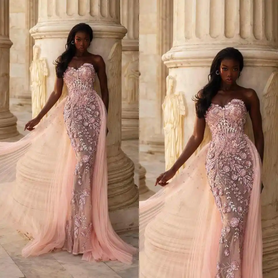 

Long Evening Dress Luxury Heavy Beaded Sequins Party Dresses Arabic Glitter Flowers Celebrity Customized Prom Gowns Pageant