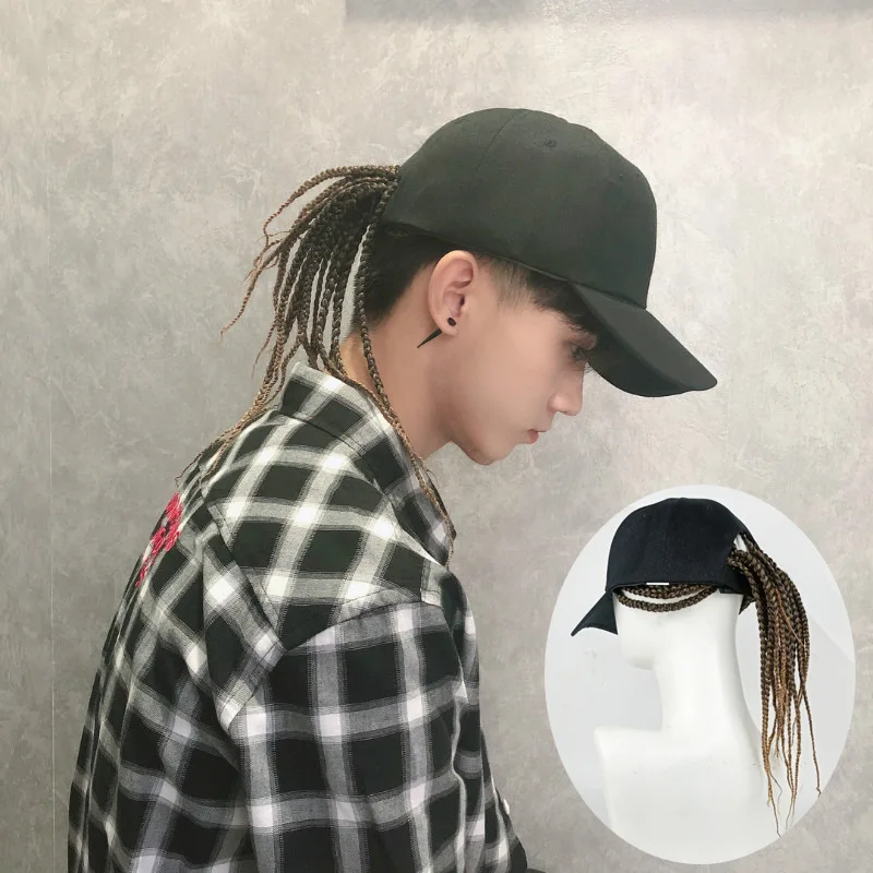 Hat Hair Extensions Sets African Dreadlocks Wig Hat Fashion Summer Hip Hop Synthetic Braid Wig Peaked Cap For Men Women