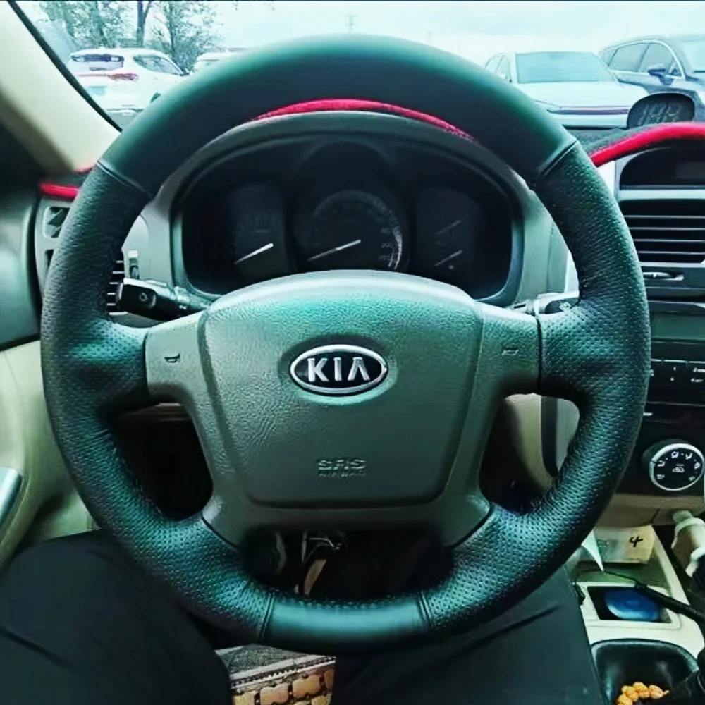 Customization Car Steering Wheel Cover Accessories Hand Sewing Microfiber Leather For Kia Carens 2007 2008 2009 2010 2011 ﻿