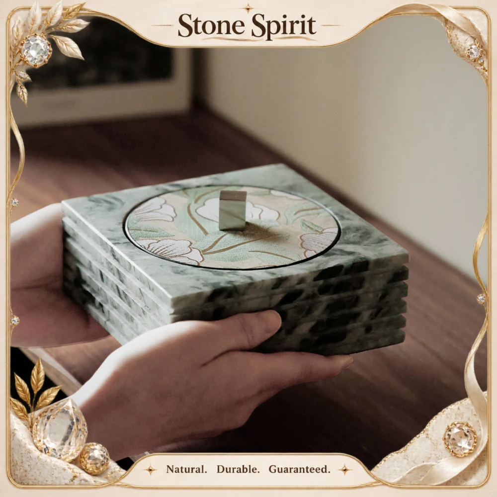 【Natural】Natural Marble Jewelry Box Organizer Vintage Candy Jar Decorative Ring Earring Trinket Storage Container with Lid