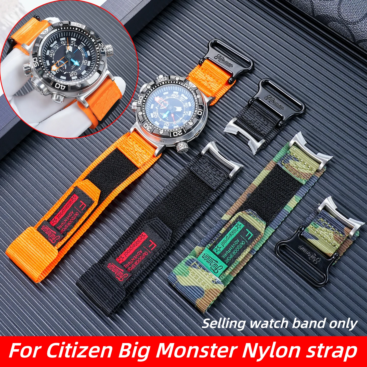 

Нейлоновый ремешок для часов Citizen BN2029 BN2021 BN2024, большой/огромный мужской дышащий спортивный холщовый ремешок для часов, браслет, ремень для часов