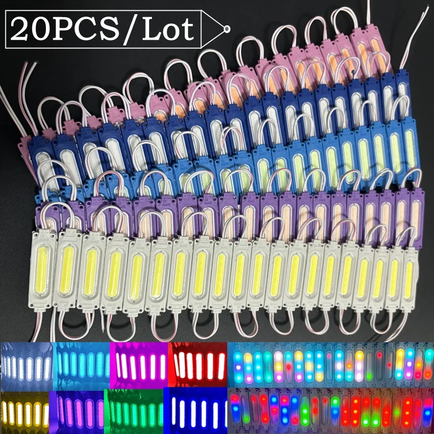 20PCS 12V Multicolour RGB Highlight Led Module Waterproof IP65 Foldable COB Light Strip Backlight Shop Banner Car Decoration