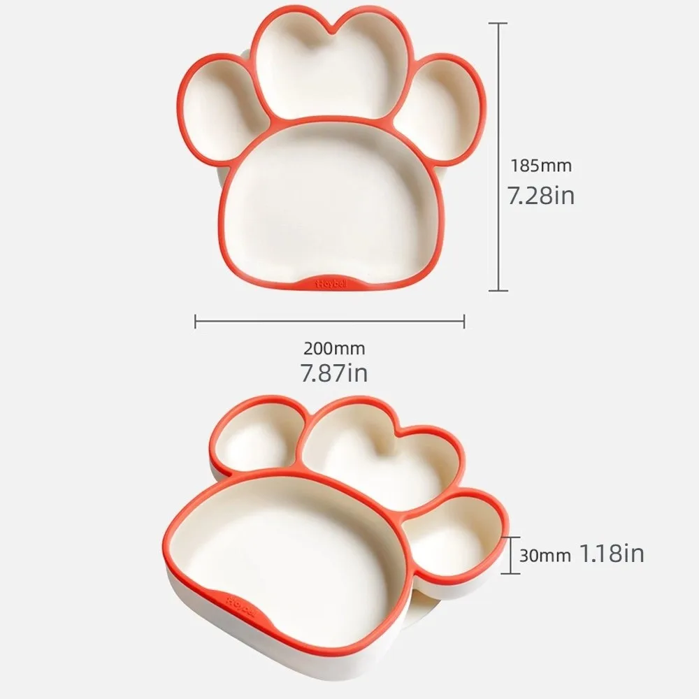 Piatto piano antiscivolo con aspirazione zampa di gatto Piatto di aspirazione in silicone diviso durevole senza BPA Stoviglie per alimentazione robusta e impermeabile