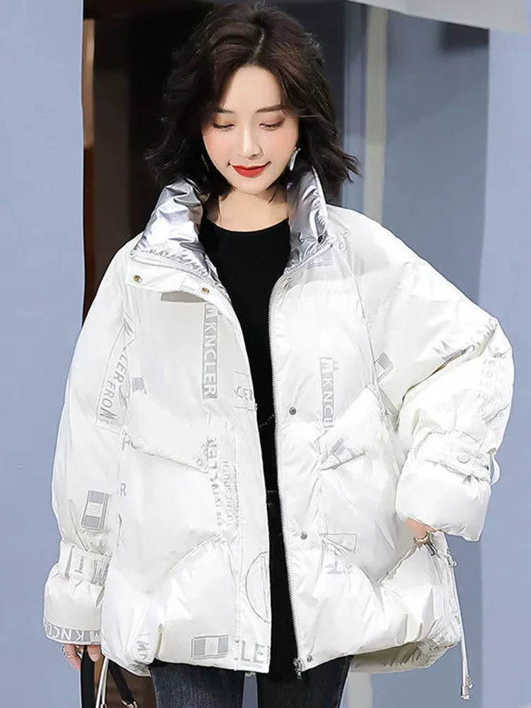 Unten Warme Streetwear Vestes Mock Kragen Baggy Kurze Koreanische Baumwolle Jacken frauen Casual Thicked Mode Lose Chaquetas