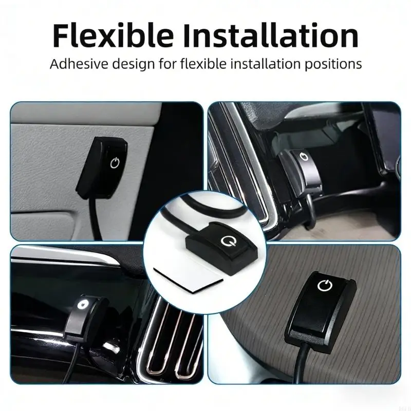 12V 200mA Car Push Button Switches with Light Modification Accessory Plastic Turn ON/OFF Switches Double Sided Tape Mount R6FB