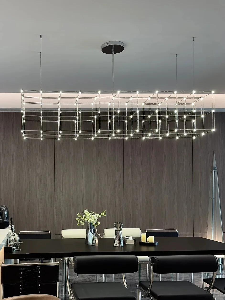 New Restaurant Chandelier Starry Sky Fireflies Light Cube Famous Italian Style Bar Table Lamp Long Strip Lamp For Home Use