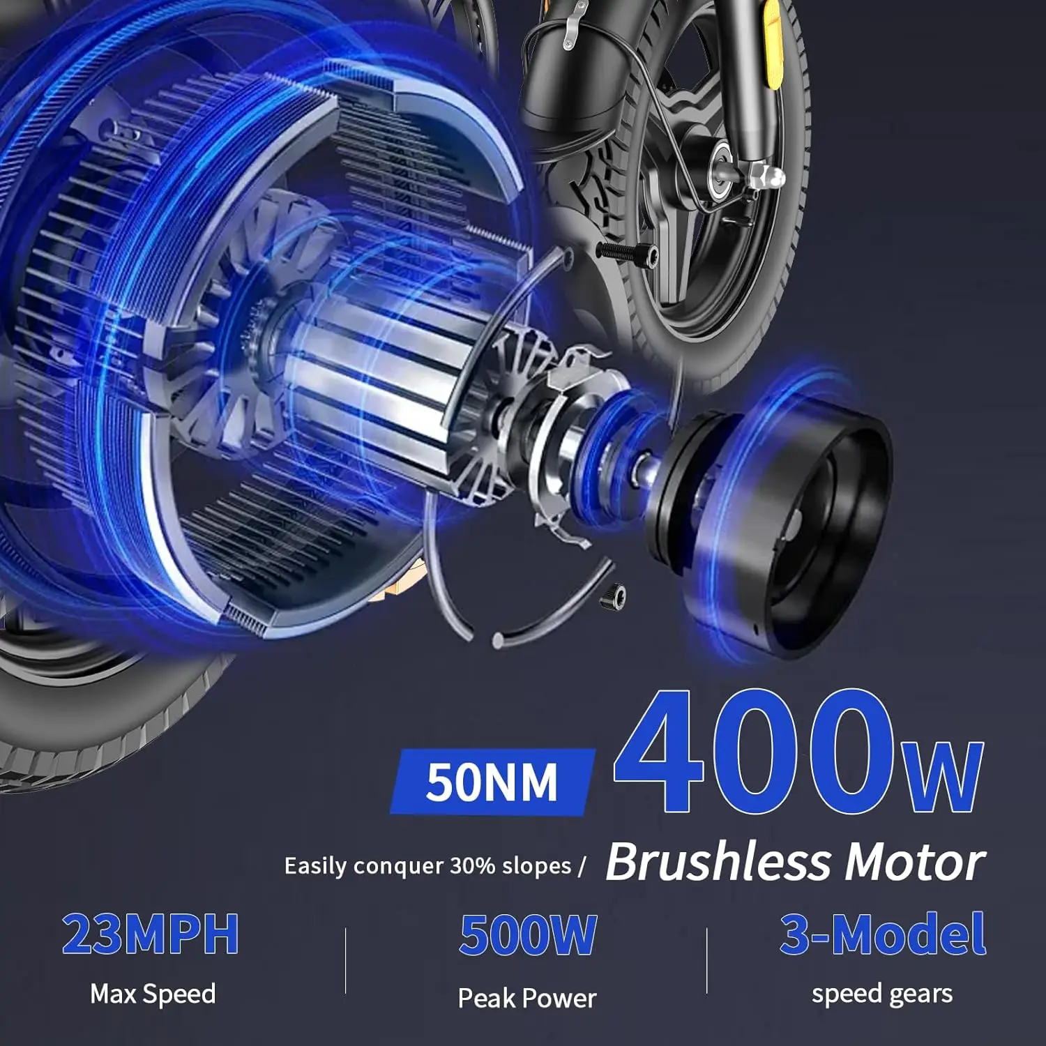 14” Folding Electric Bike 500W 23MPH 5