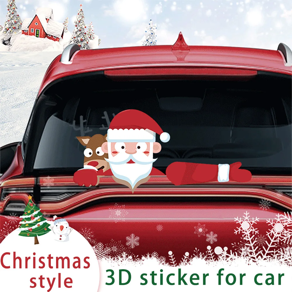 

Christmas Car Wiper Stickers 3D Waving Santa Claus Car Stickers Christmas Styling Window Wiper Decals Rear Windshield Decorative