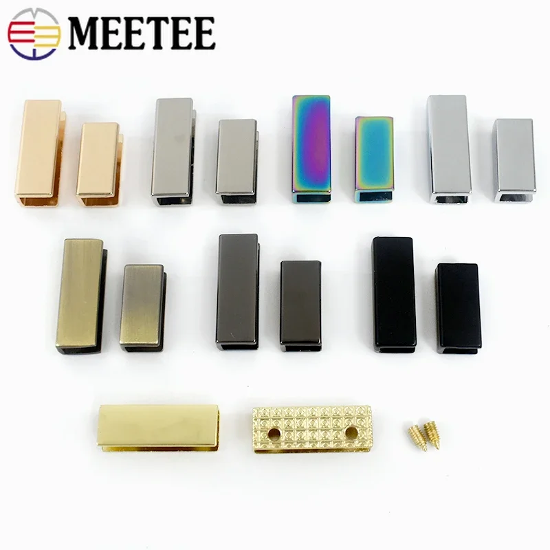 5/10/20Pcs Belt Tip Metal Buckle 19/25mm Straight Edge Banding Clasp Bag Strap Side Clip Screw Buckles Decorate Button Accessory