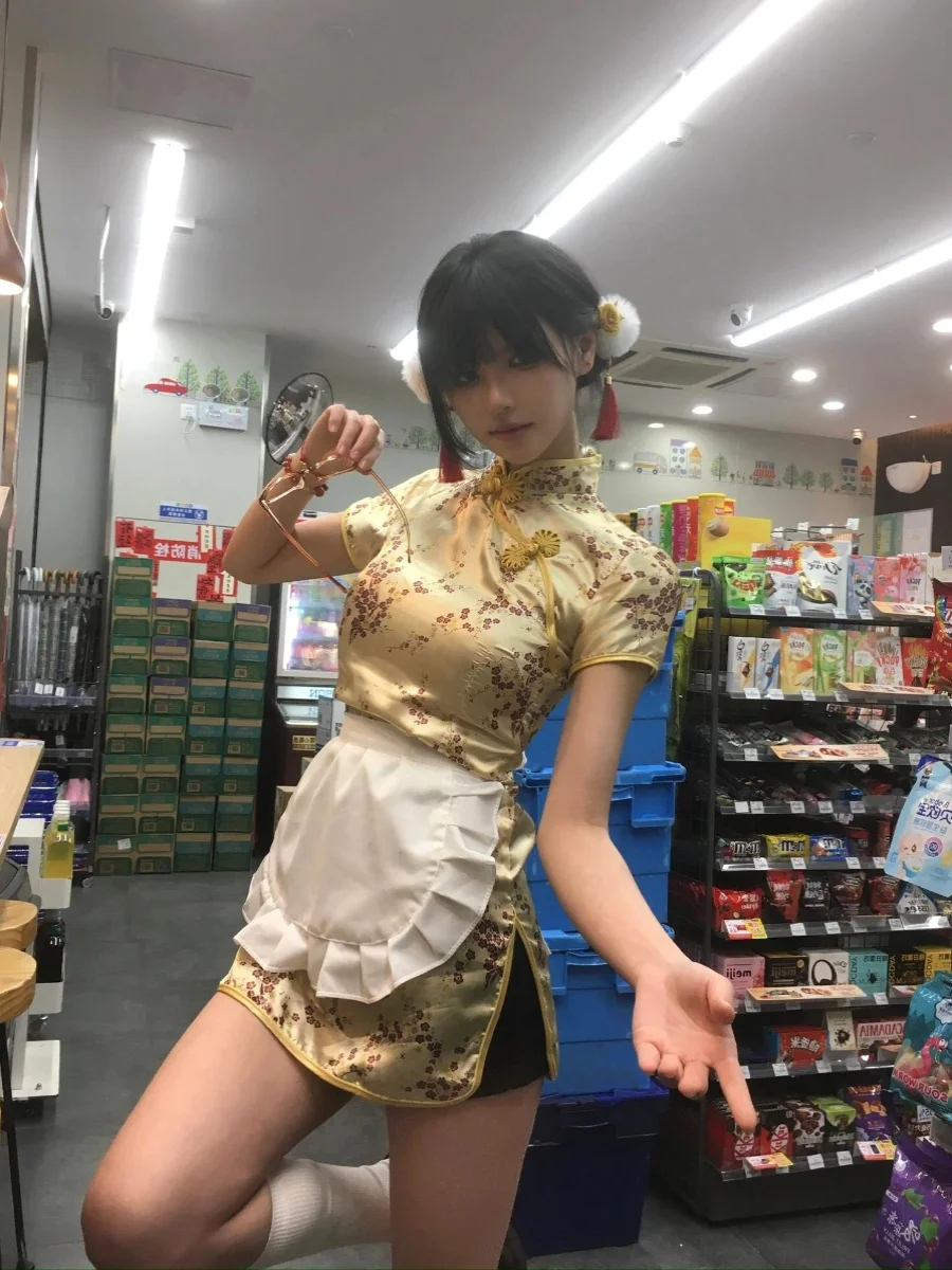 Disfraz chino Sle Lolita Maid orm Dr loween, conjunto de ropa nacional para mujer, uso diario