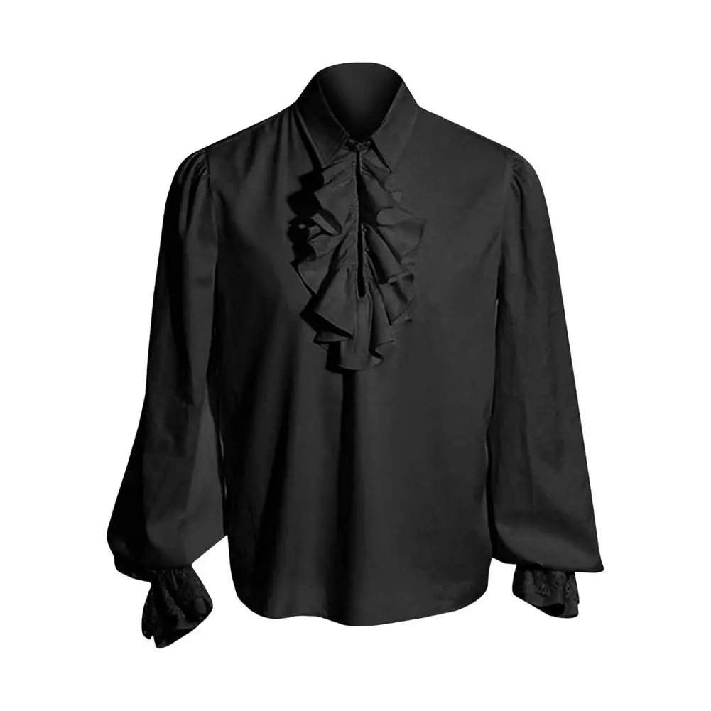 Men Performance Shirt Ruffle Turn-down Collar Long Sleeves Lantern Sleeves Renaissance Vintage Royal Halloween Cosplay Costume