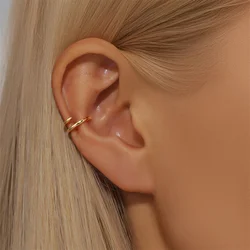 LENNIK 925 Silver Golden split left and right simple lines popular European and American ear clips for women without ear holes