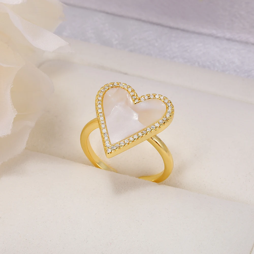 Heart Stainless Steel Women's Rings Openwork Minimalist Jewelry 18K Gold-Plated Ring Free Shipping