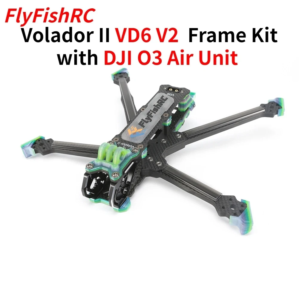 

FlyFishRC Volador II VD6 V2 Deadcat FPV T700 6-inch frame kit compatible with DJI O3 air unit for FPV 4-helicopter kit