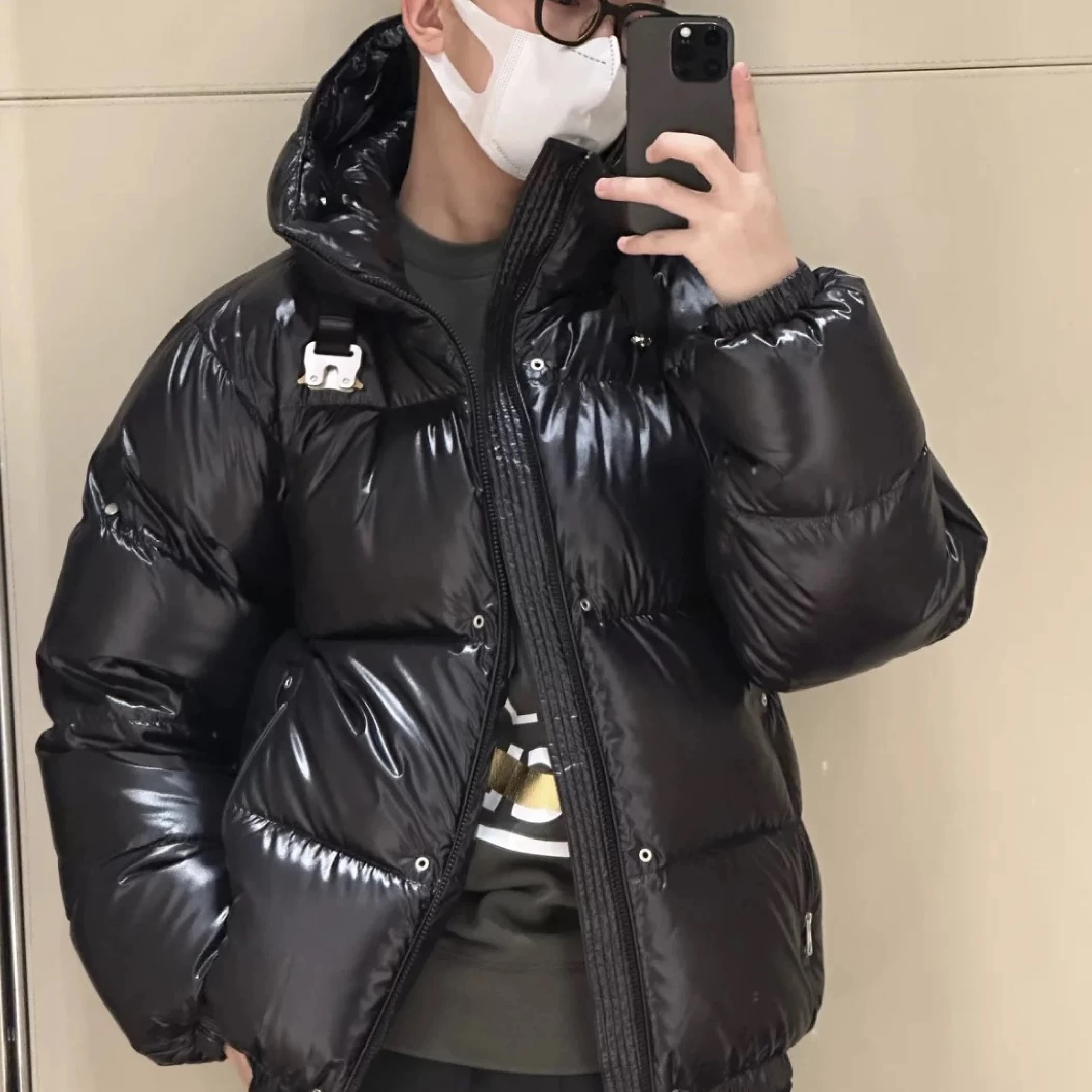 Nigo schwarz Herrenmode einfarbig lässig Kapuzen jacke Mantel schwarz Daunen jacke Kapuzen puffer jacke ngvp # nigo6718