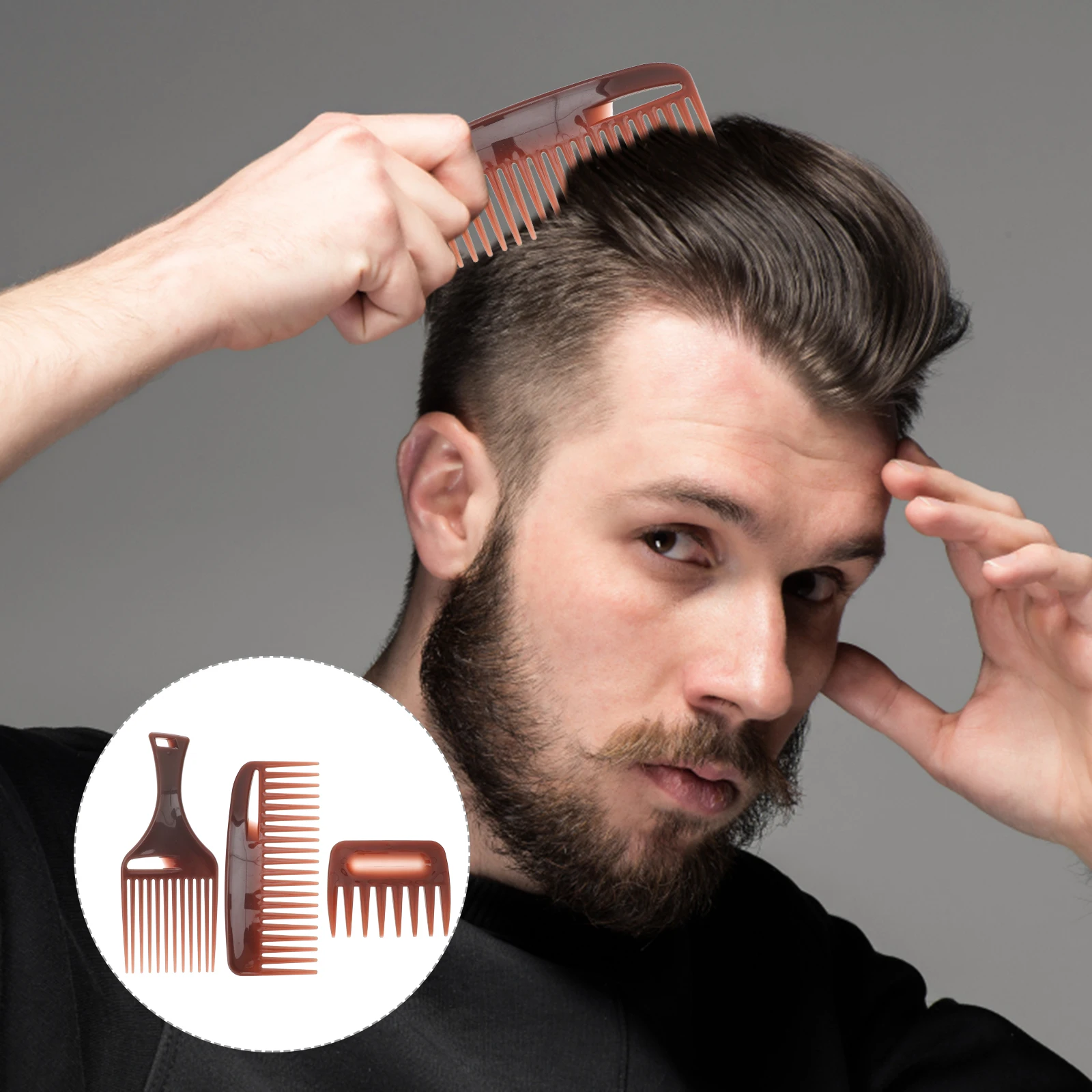 

3 Pcs Comb Set for Pick Comb Men Beard Detangle Styling Cutting Combs ABS Safe Wet Hair Cutting Combs Dry Hair