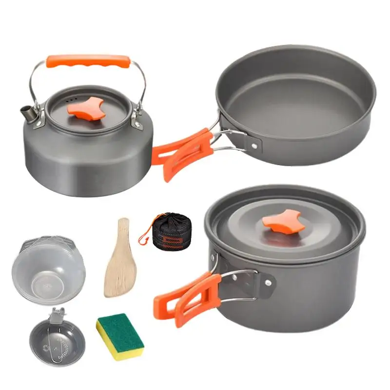 

Camping Cookware Camping Cooking Cookware Set Survival Gear Space-Saving Utensils For Backpacking Hiking Adventure RV Travel