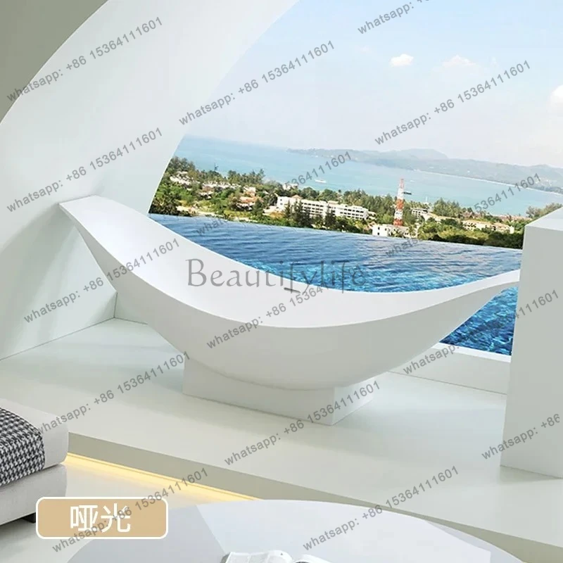 

Artificial stone freestanding suspended bathtub hotel home acrylic large bathtub fashionable and high-end
