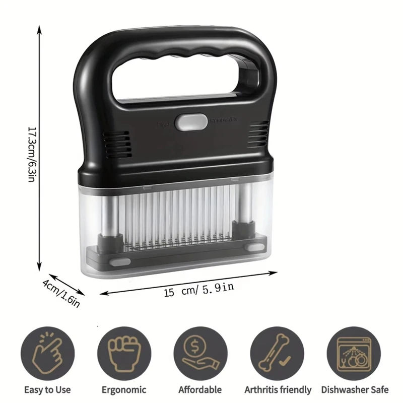 ABAE-48 Abbeveratoio per carne a lama - Ablandzatore per bistecche con ago ultra affilato in acciaio inossidabile, utensile da cucina per barbecue per un sapore migliorato