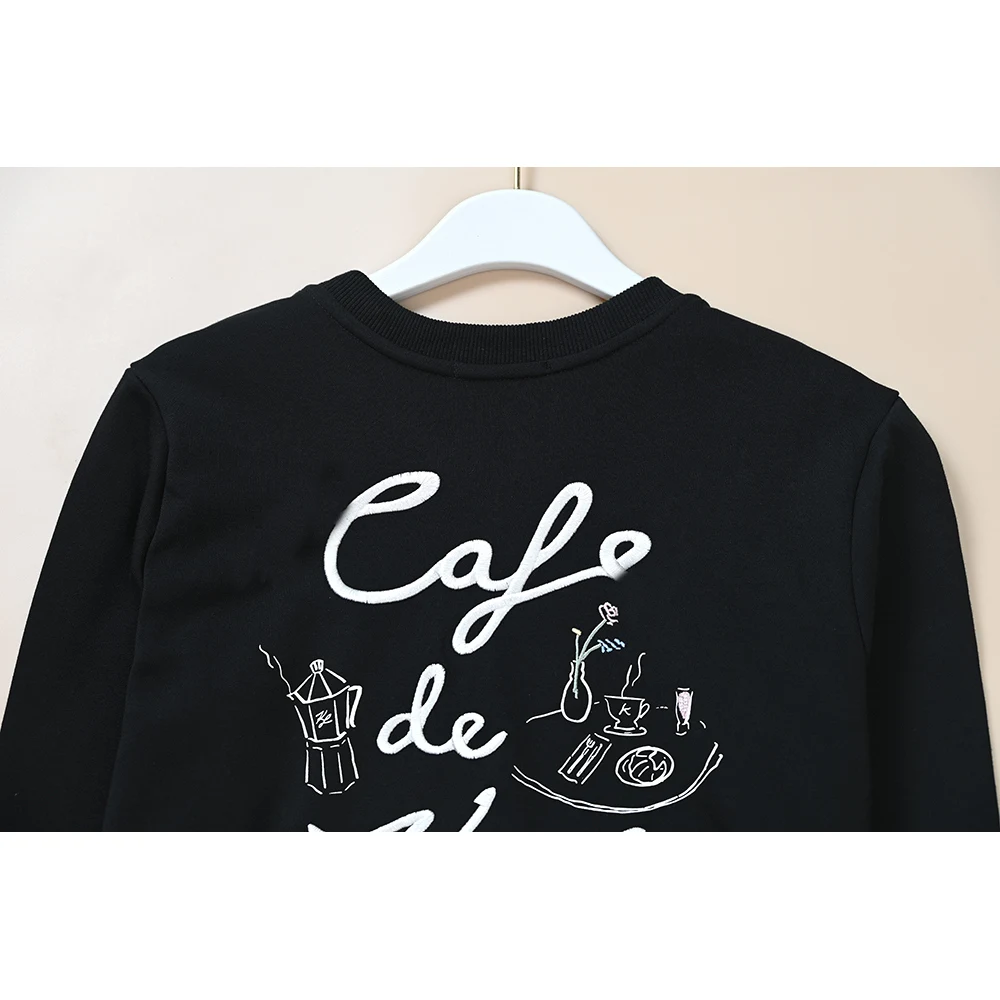 Suda Informal de Aodón con Letras Bordadas, Manga Larga, Cuello Redondo, Estilo Nuevo de Otoño para Mujer, Ropa de Call...