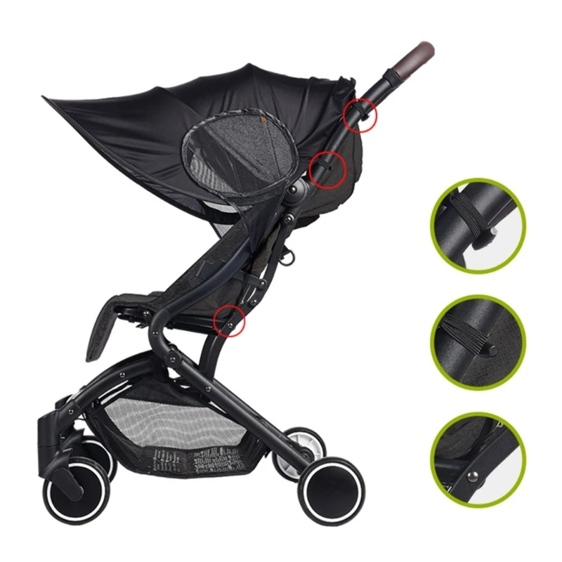 B2EB Kinderwagen Zon Bescherming Cover UPF50 + Kinderwagen Winkelwagen Zonnescherm Cover Universele Kinderwagen Parasol Mouw