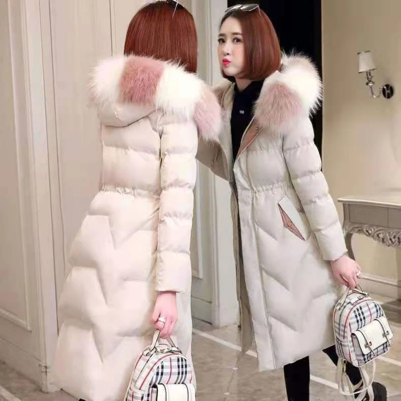 2023 inverno versione coreana di cappotto medio da donna imbottito in cotone e parka lungo allentato da donna giacca imbottita con collo di