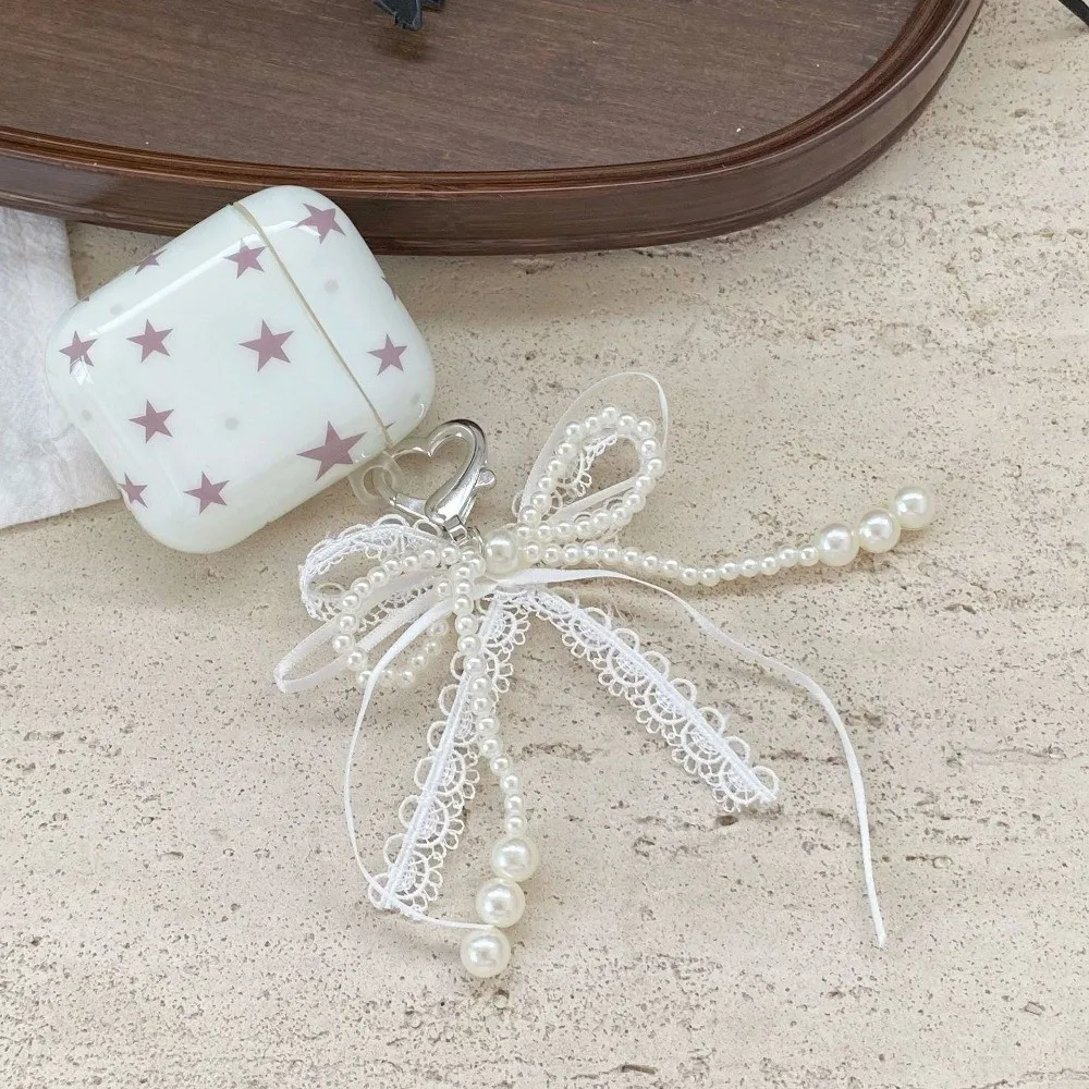 New Pearl Lace Bow Keychain Bag Decorations Removable Bag Charms Aesthetic Key Holder Girls Gifts