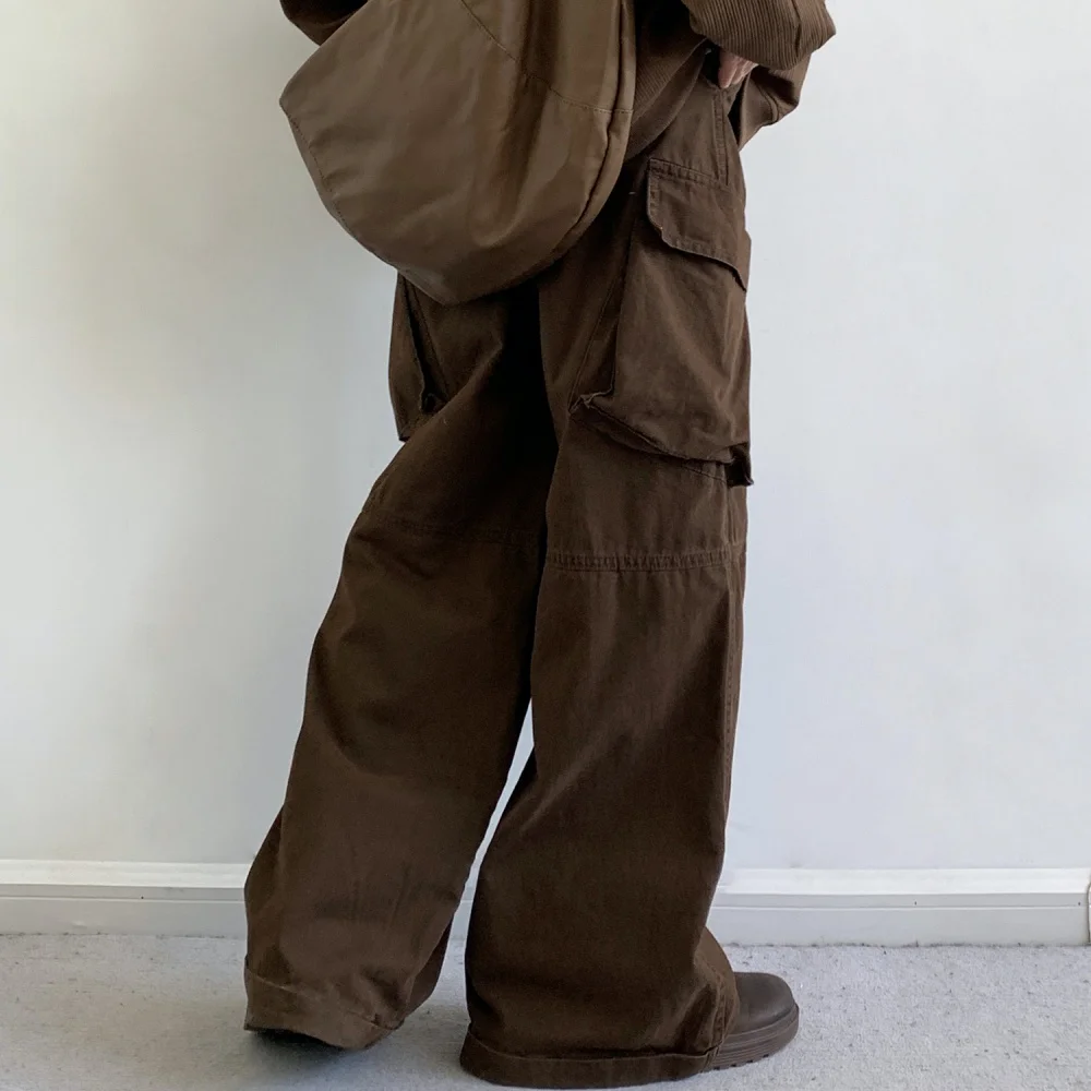 일본 streetwear 카고 바지 남성 여성 루즈 피트 스트레이트 레그 빈티지 작업복 전술 캐주얼 트렌디 헐렁한 바지 하라주쿠