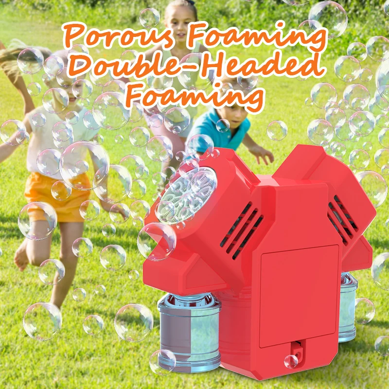 Com 100ml bolha de água cabeça dupla máquina bolha brinquedo ao ar livre interação pai filho jardim de infância brinquedo festival presente