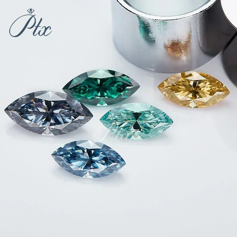 New Exquisite 4x8-10x20mm Dark Green VVS Brilliant Marquise Cut GRA Moissanite Diamond   Wholesale Fine Beads for Jewelry Making