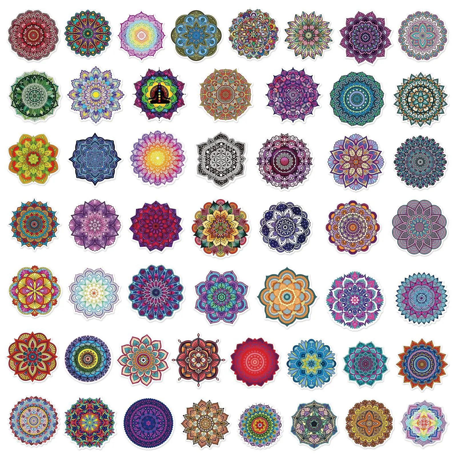 10/25/50pcs Cool Mandala Flower Stickers Graffiti for Phone Laptop Guitar Stationery Helmet Travel Luggage Skateboard Car DIY