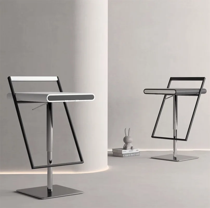 

Modern stainless steel bar chair simple creative stool front desk rotating high
